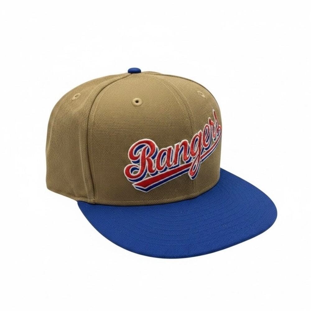 MLB TEXAS RANGERS Hat Cap NEW ERA 59FIFTY PRO MODEL Beige & Blue Size 7 5/8